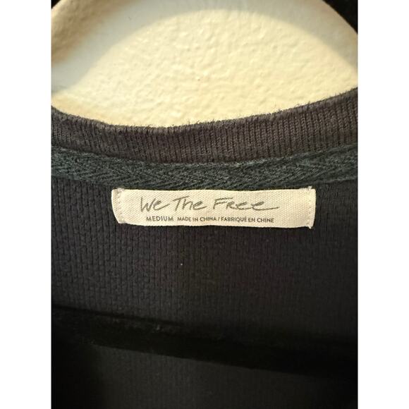 Free People We The Free Mikah Thermal Henley Black Combo Sz M Embroidered Cuffs - Picture 5 of 9